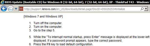 Screenshot of Lenovo step-by-step instruction