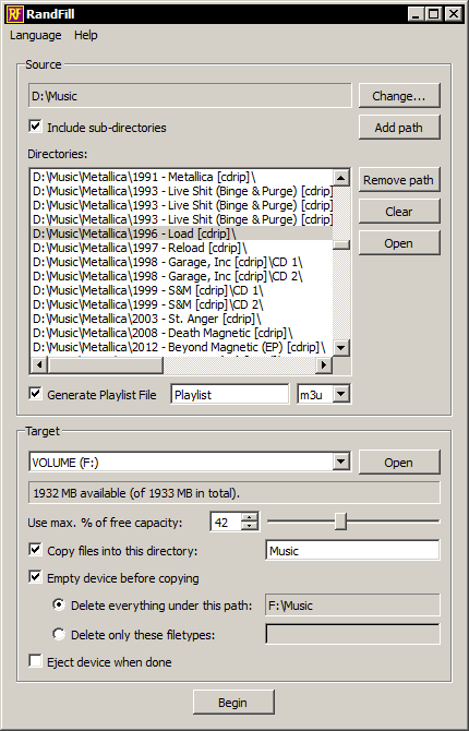 Randfill screenshot